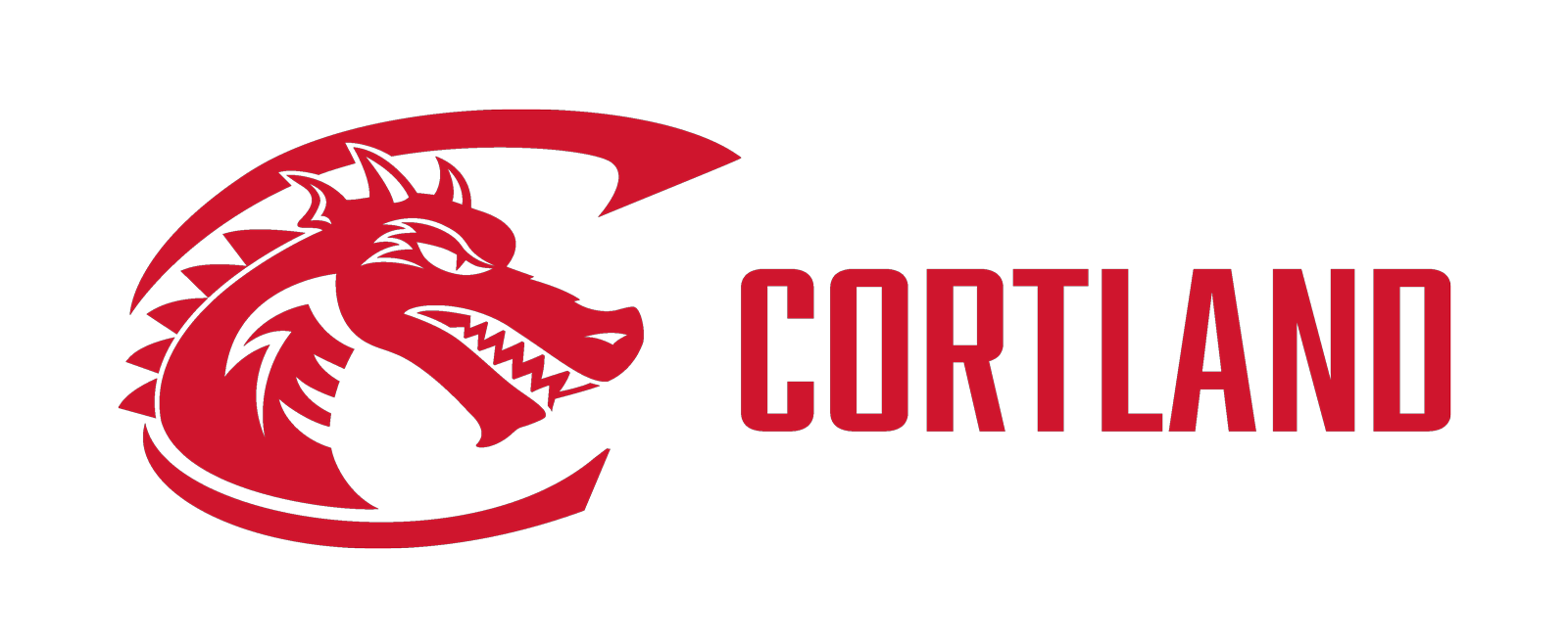 Red horizontal version of the secondary mark cortland lockup